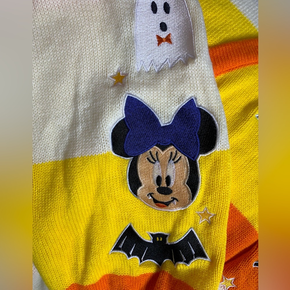 Disney Mickey Mouse Halloween Candy Corn Stripe Open Cardigan - Picture 7 of 7